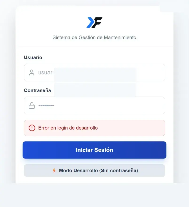 Pantalla de acceso de JFleetPro