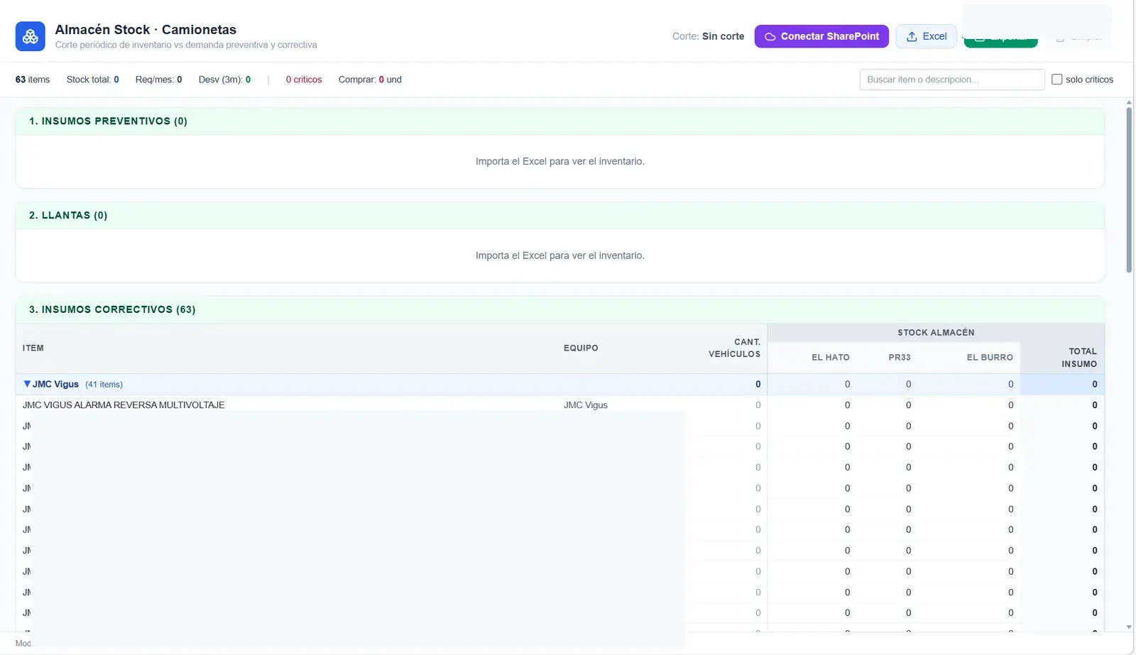 Módulo real de compras y stock de JFleetPro