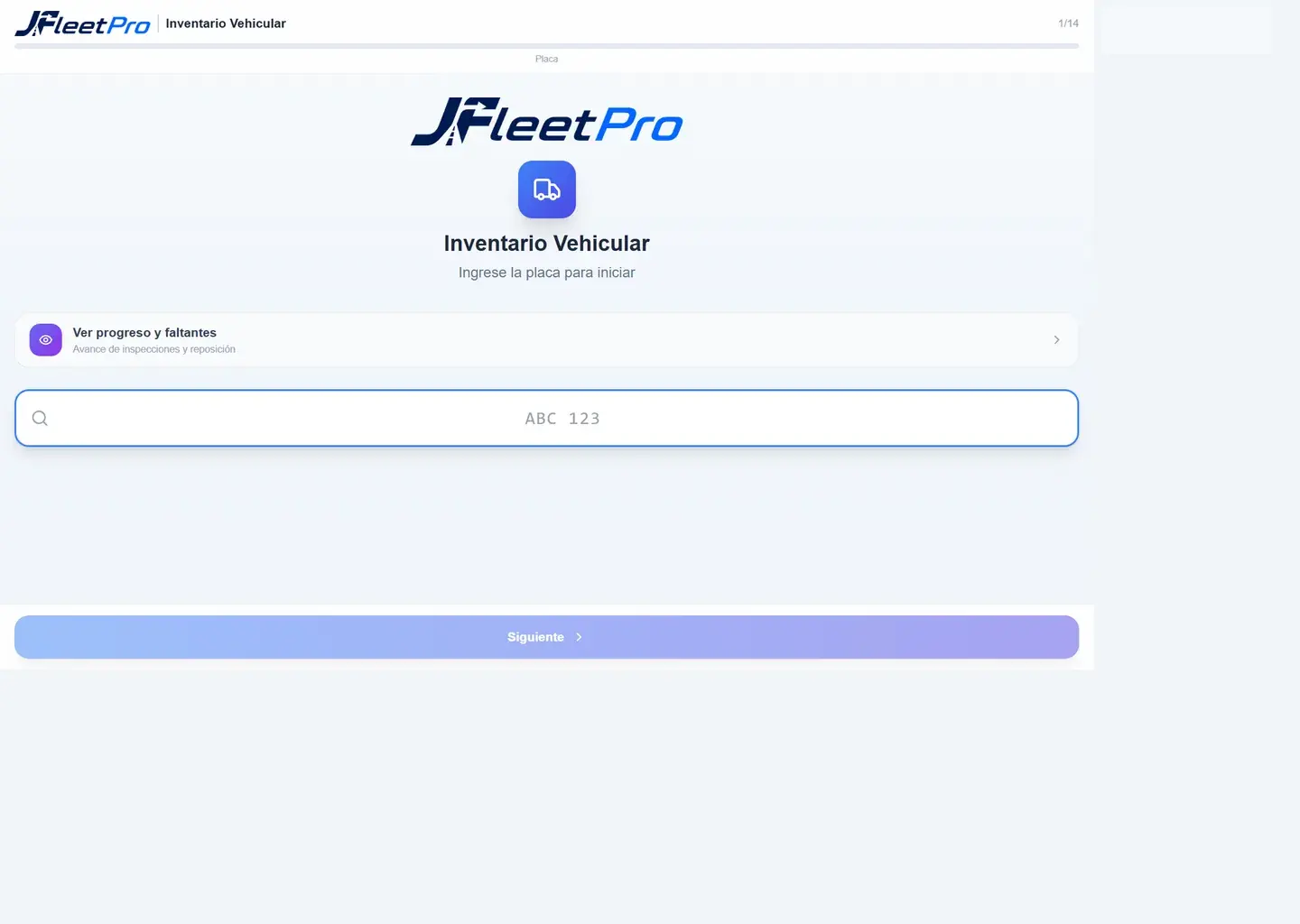 Flujo real PWA de inventario vehicular de JFleetPro